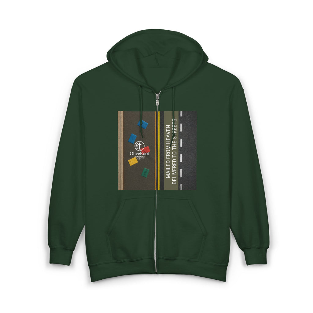 Christian Mission Street Unisex Full Zip Hooded Sweatshirt - Colorful Envelopes Design
