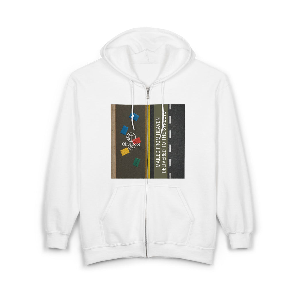 Christian Mission Street Unisex Full Zip Hooded Sweatshirt - Colorful Envelopes Design