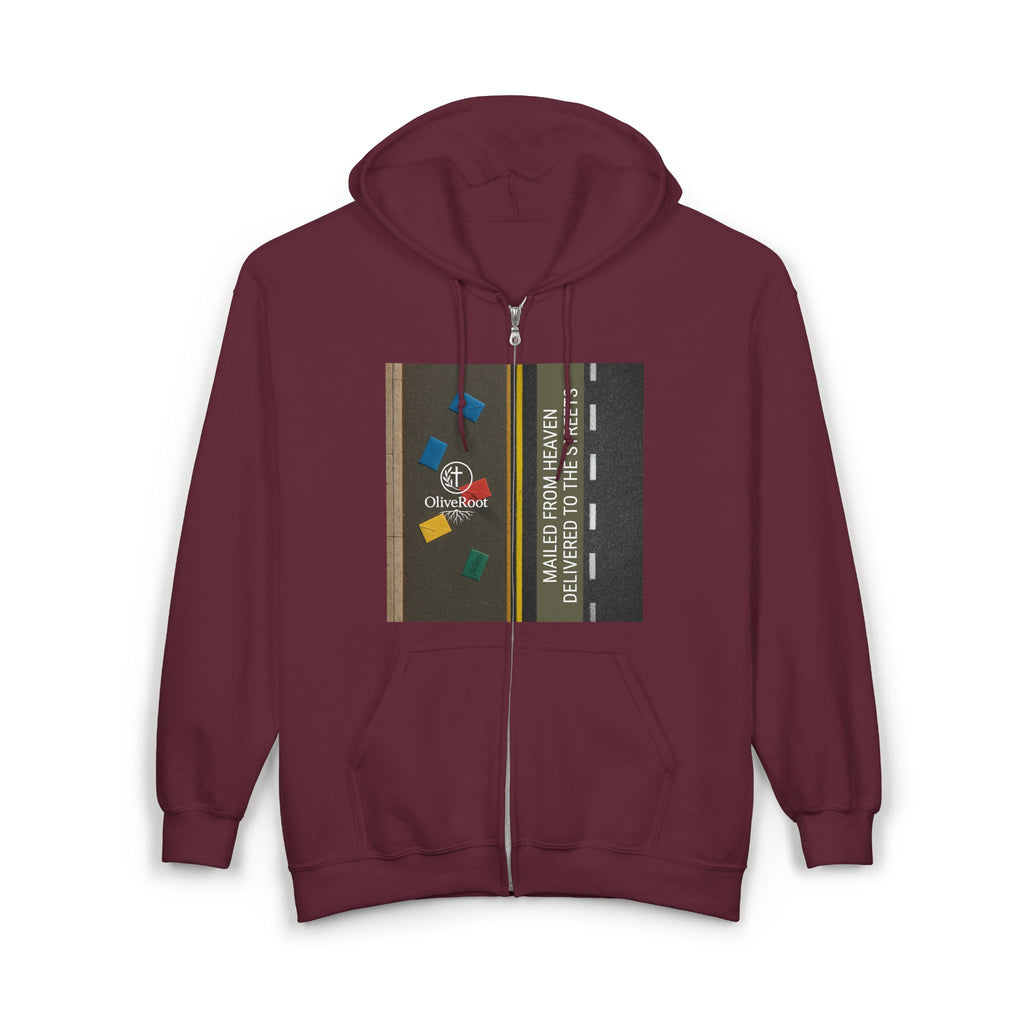 Christian Mission Street Unisex Full Zip Hooded Sweatshirt - Colorful Envelopes Design