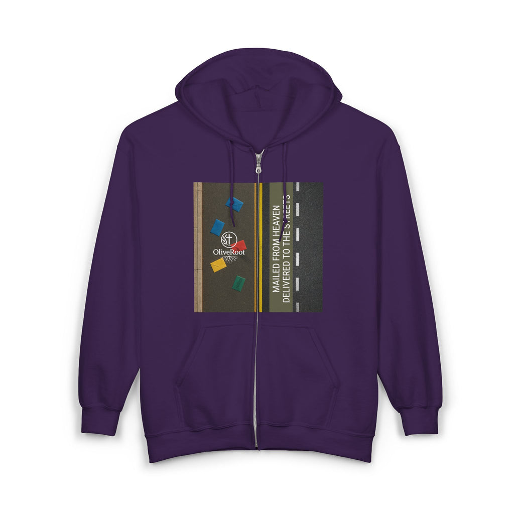 Christian Mission Street Unisex Full Zip Hooded Sweatshirt - Colorful Envelopes Design